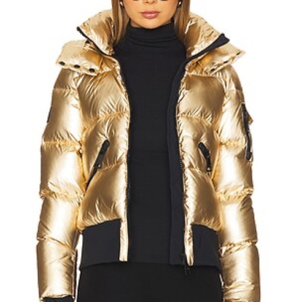 SAM. Metallic Gold Puffer Jacket - Women's Shiny Down Coat